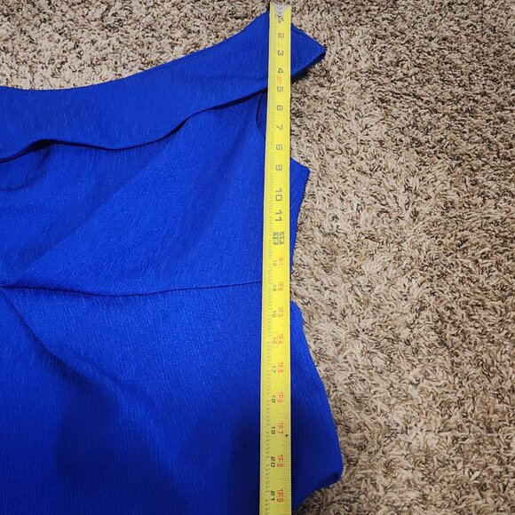 Women's One Shoulder Asymmetrical Top Blue Color Size Medium Special Occasions - Picture 4 of 8